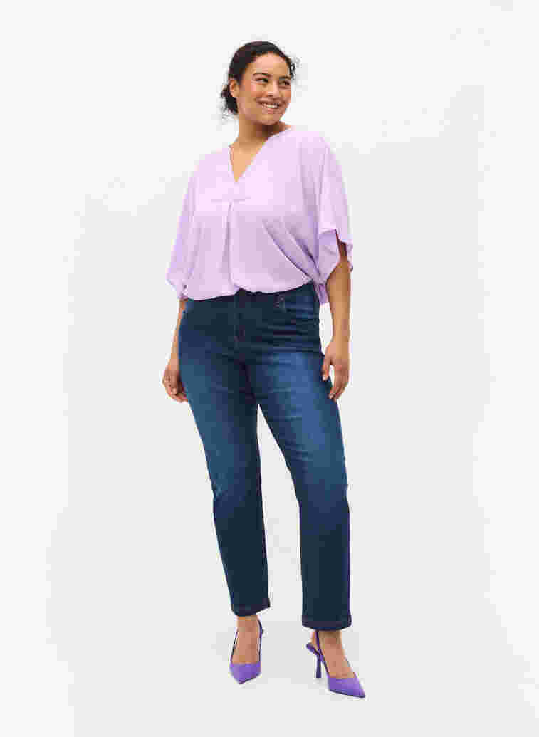 Slim fit Emily jeans with normal waist, Blue denim, Model image number 5