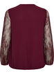 Blouse with lace sleeves and balloon shape, Red, Packshot image number 1