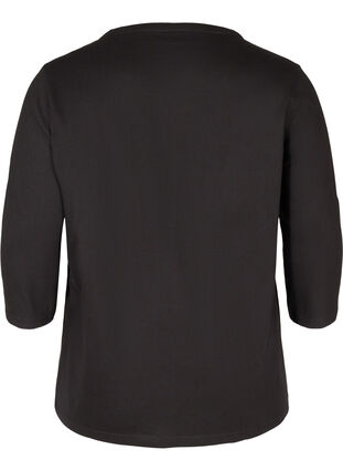 Cotton blouse with 3/4-length sleeves, Black, Packshot image number 1