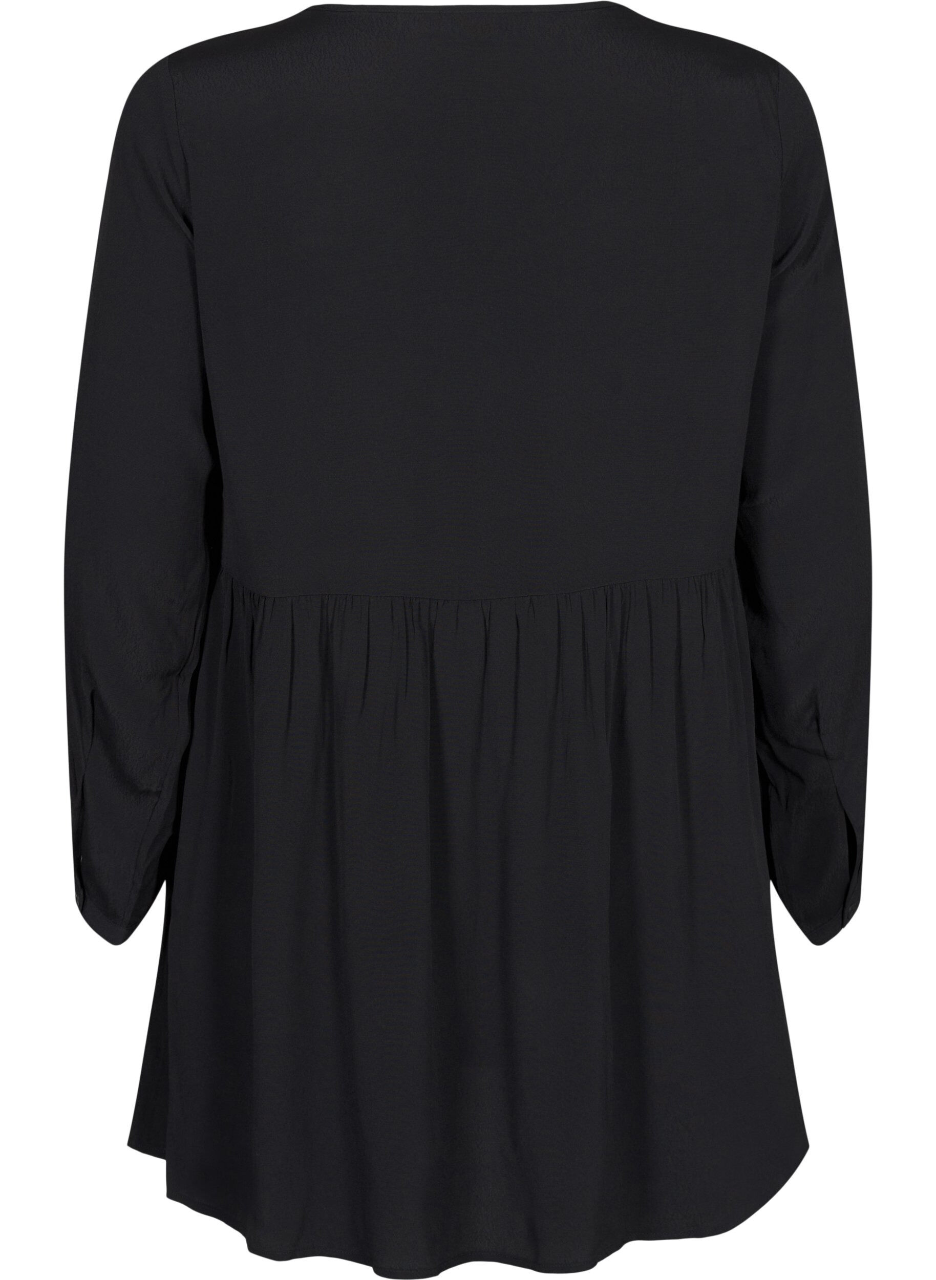 Zizzifashion Long-sleeved tunic with a seam, Black, Packshot image number 1