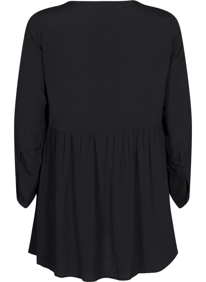 Long-sleeved tunic with a seam, Black, Packshot image number 1