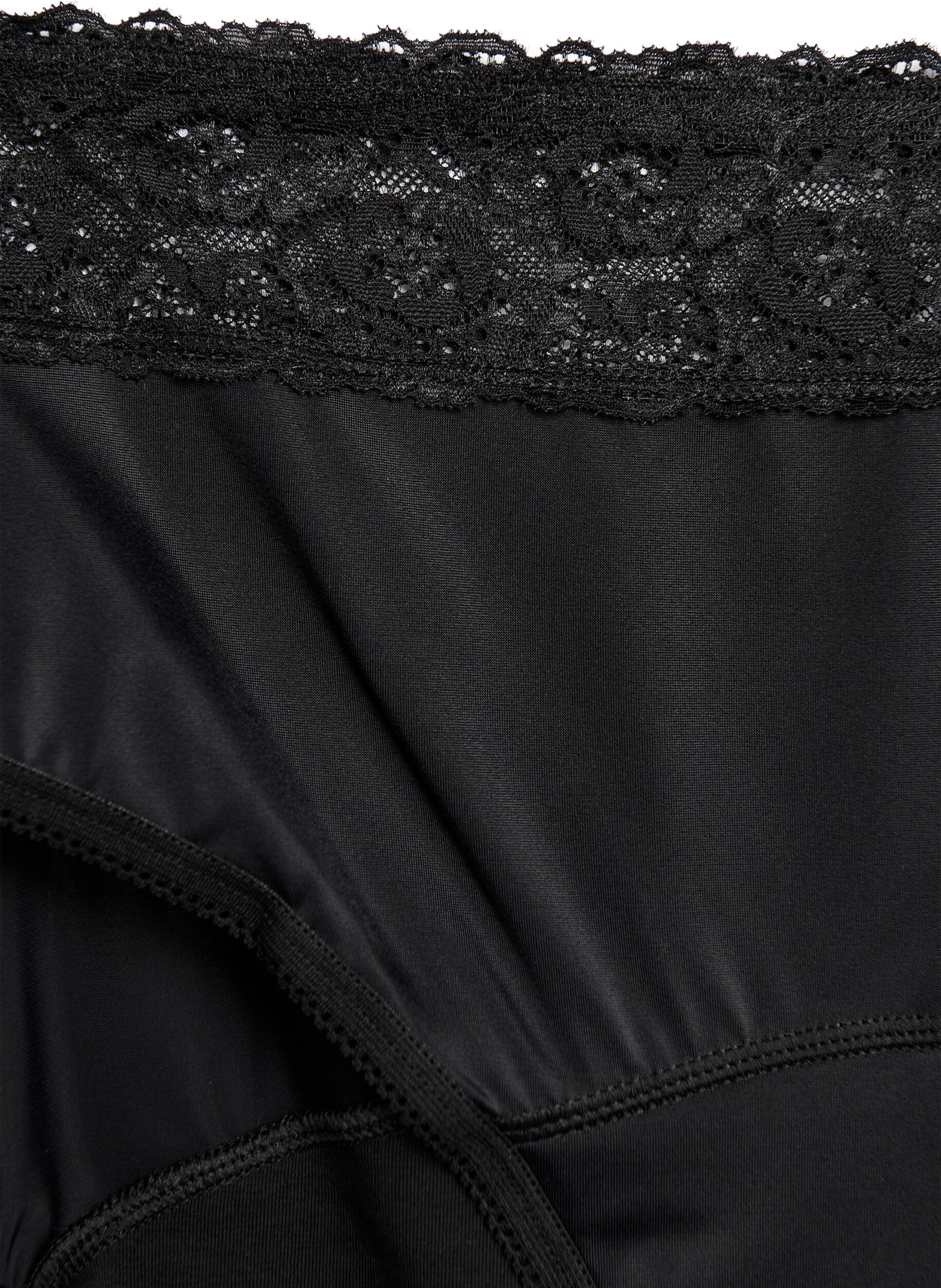 Zizzifashion Period panties with lace, Black, Packshot image number 2
