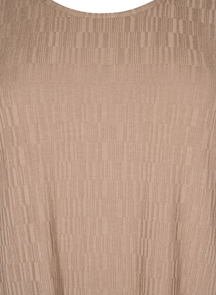 Dress with texture and 3/4 sleeves, Brown, Packshot image number 2