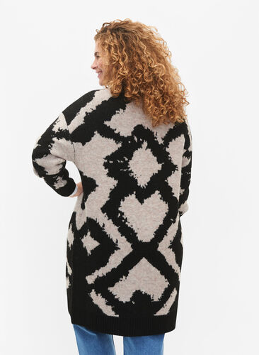 Patterned knitwear cardigan, Black Comb, Model image number 1