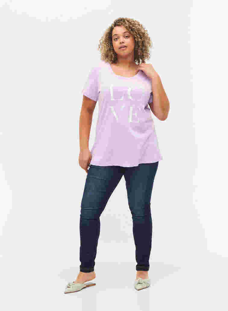 Short-sleeved cotton t-shirt with print, Lavendula LOVE, Model image number 2