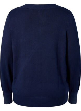 Viscose knitted top with v-neckline, Navy Blazer, Packshot image number 1