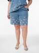 Denim shorts with broderie anglaise and high waist, Light Blue, Model image number 3
