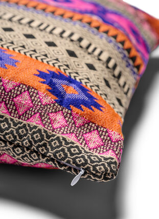 Jacquard patterned cushion cover, Pink/Orange, Packshot image number 3