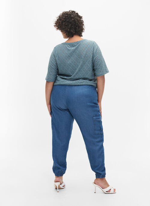 Denim cargo trousers with pockets