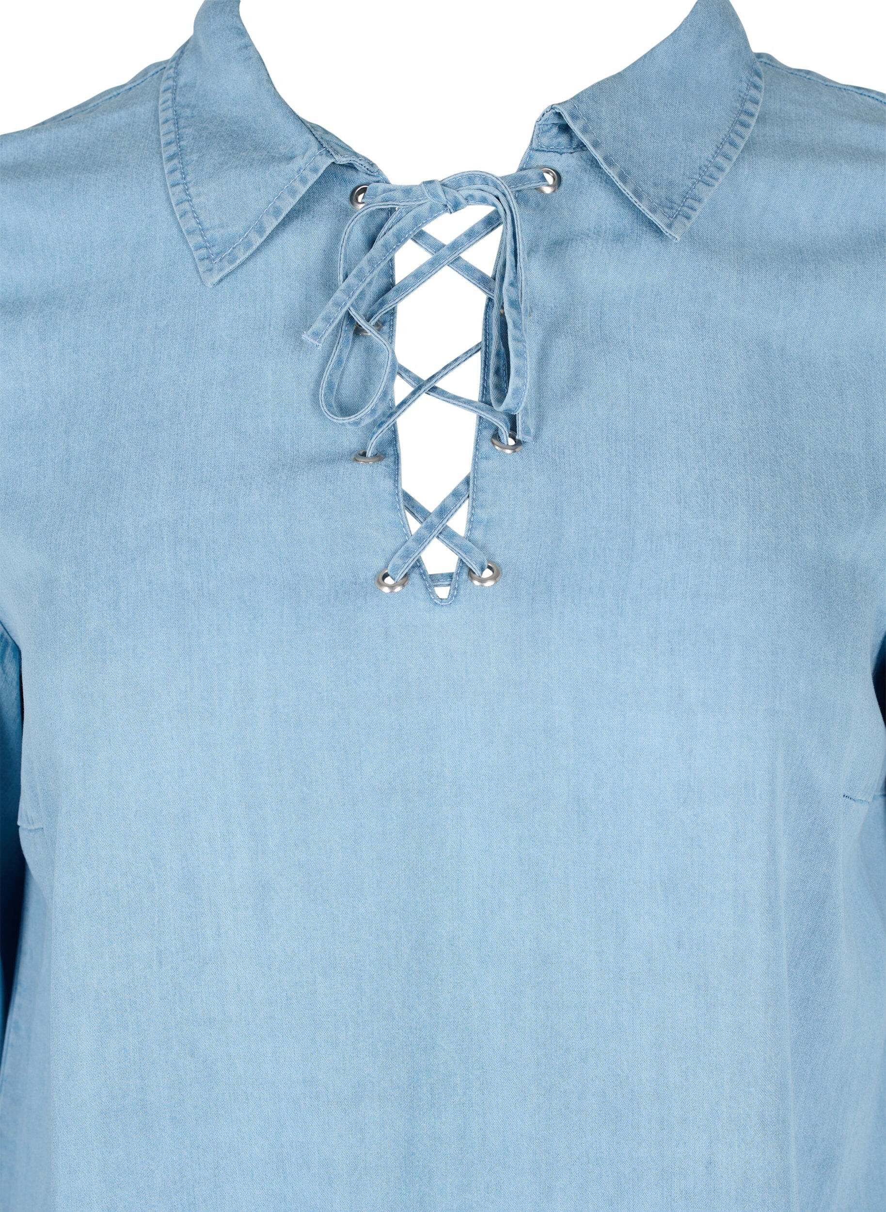 Zizzifashion Tunic with 3/4 sleeves, Light blue denim, Packshot image number 2