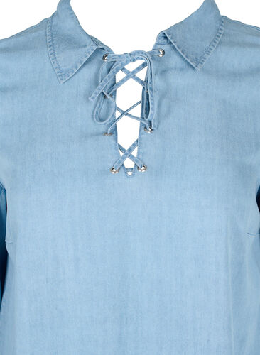 Tunic with 3/4 sleeves, Light blue denim, Packshot image number 2