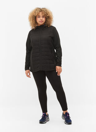 Sports cardigan with quilt and hood, Black, Model image number 2