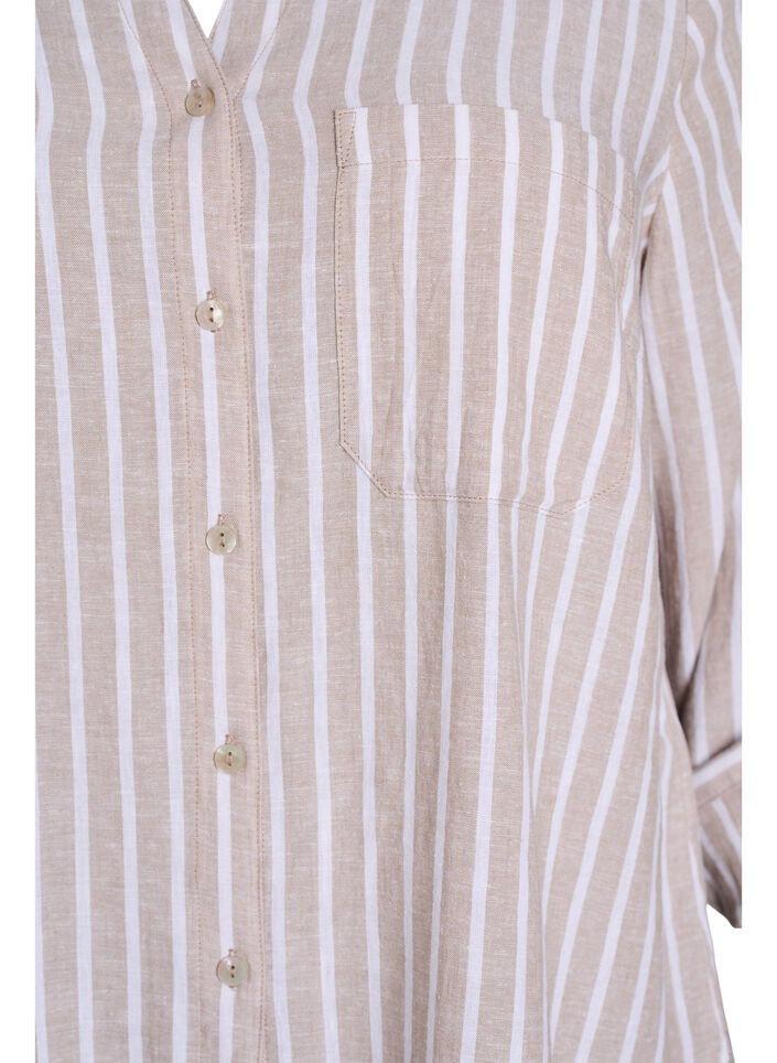 Shirt in linen and viscose with 3/4 sleeves, Beige, Packshot image number 2