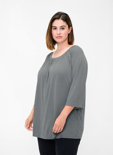 Plain blouse with 2/4 sleeves, Urban Chic Mél, Model image number 0