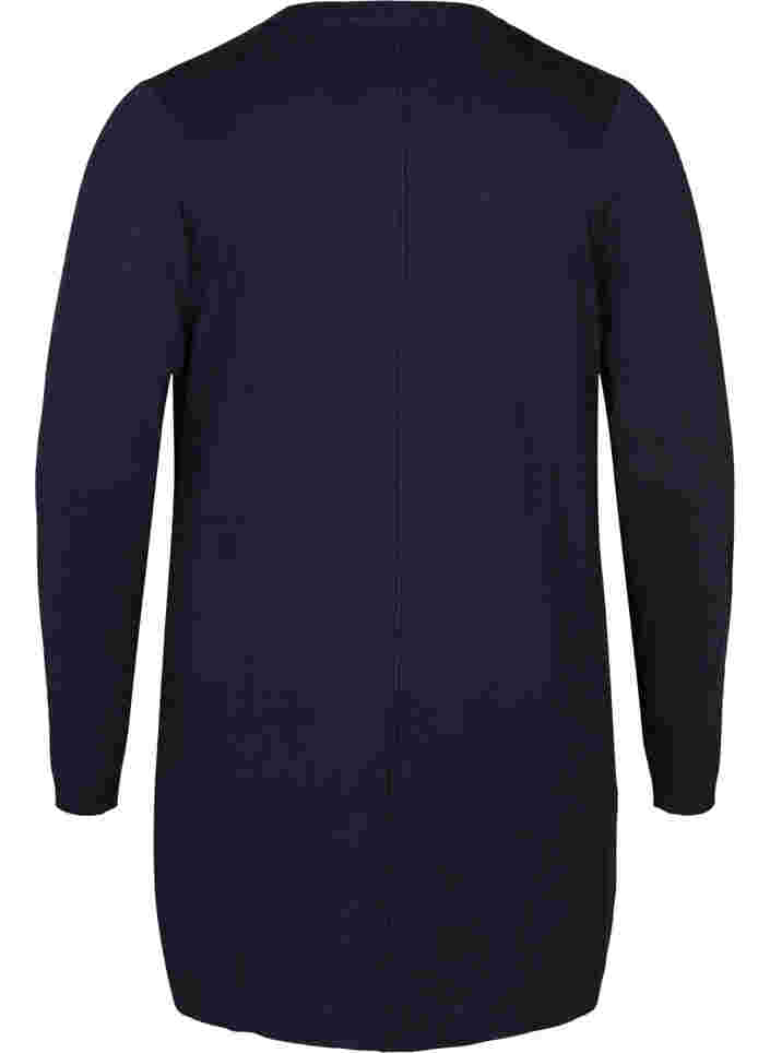Long knitted cardigan in a viscose blend, Night Sky, Packshot image number 1
