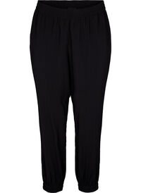 Loose viscose blend trousers with elastic trim