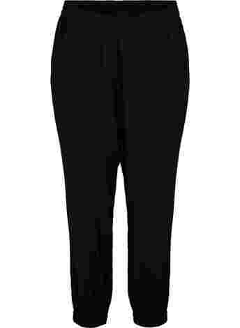 Loose viscose blend trousers with elastic trim