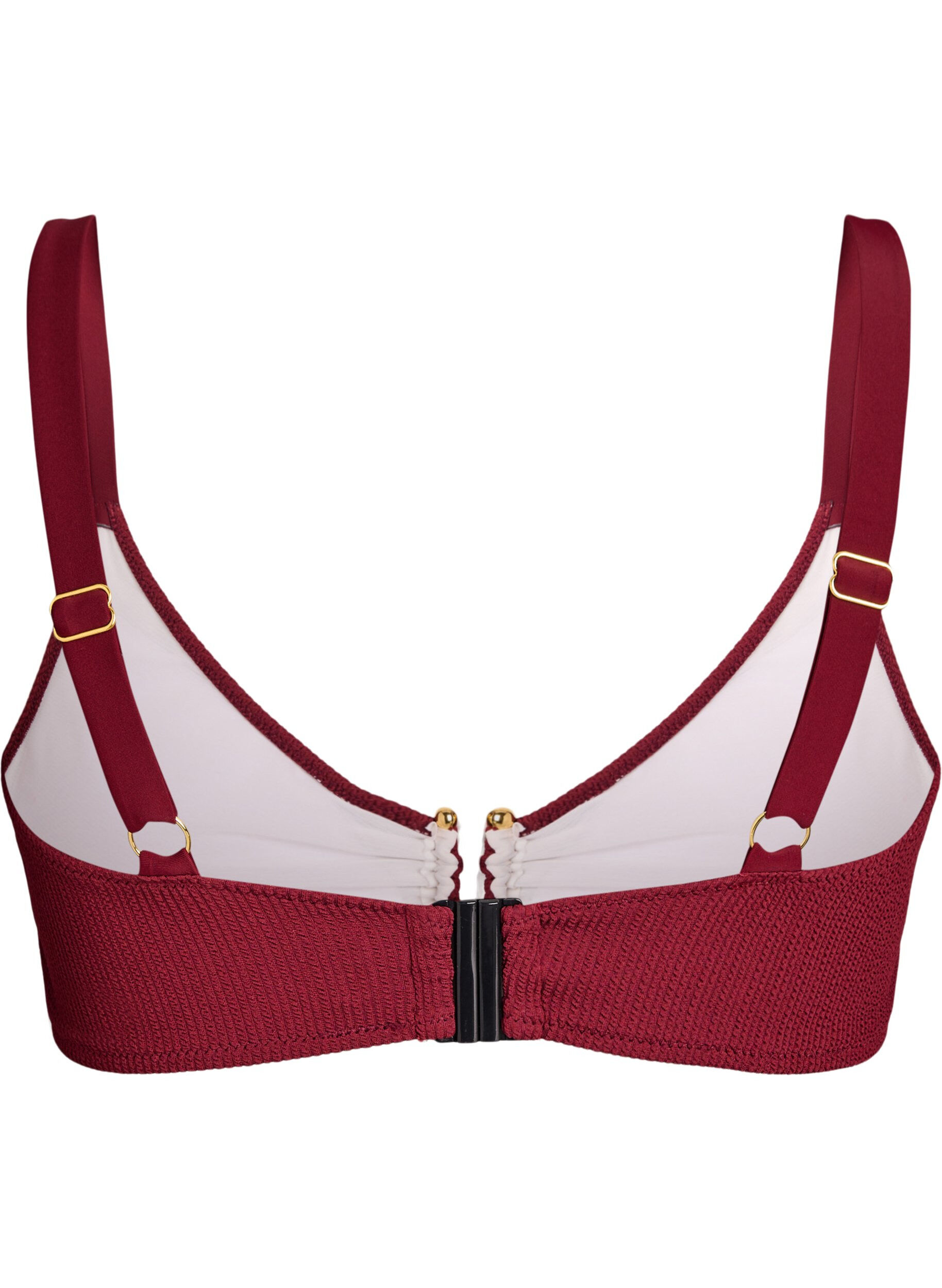 ZizzifashionTextured bikini top with gold detail, Red, Packshot image number 1