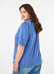 T-shirt with glitter and short puff sleeves, Blue, Model image number 2