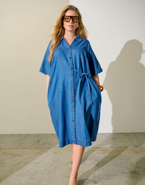 Women's Plus size Denim dresses (40-64) - Zizzifashion Women's Plus size Denim dresses (40-64) - Zizzifashion
