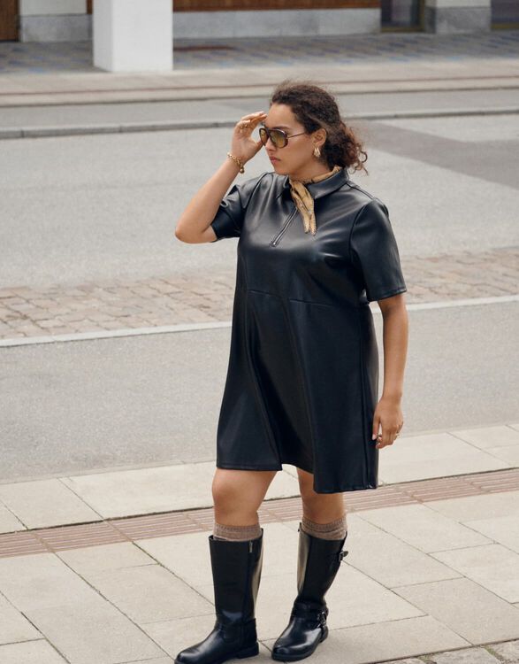 Fashion Plus Size High Knee Boots Outfit Ideas Plus Size Leather