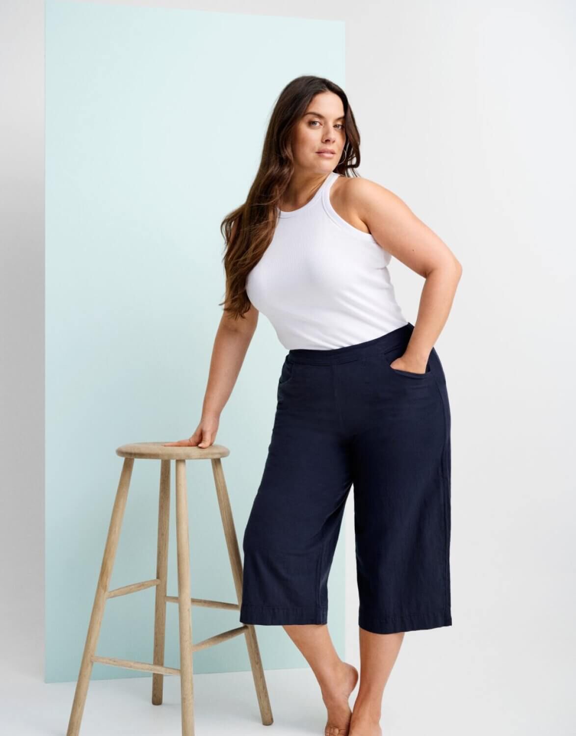 Source Wholesale price Casual Style XL Women Ladies Fashion Three Quarter  Trouser Flare Loose Wide Leg Pant on malibabacom