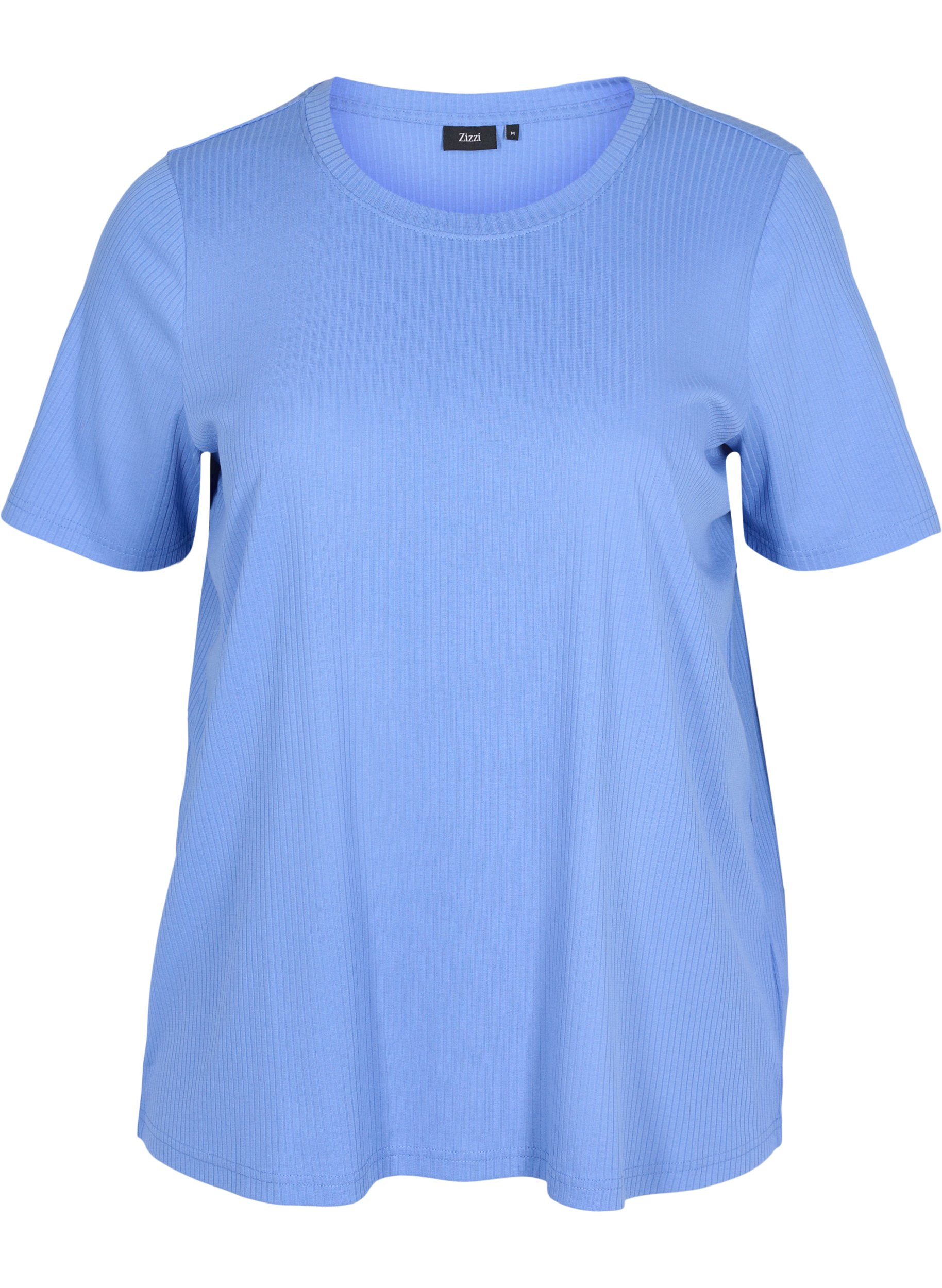 Short-sleeved t-shirt in ribbed fabric, Wedgewood, Packshot