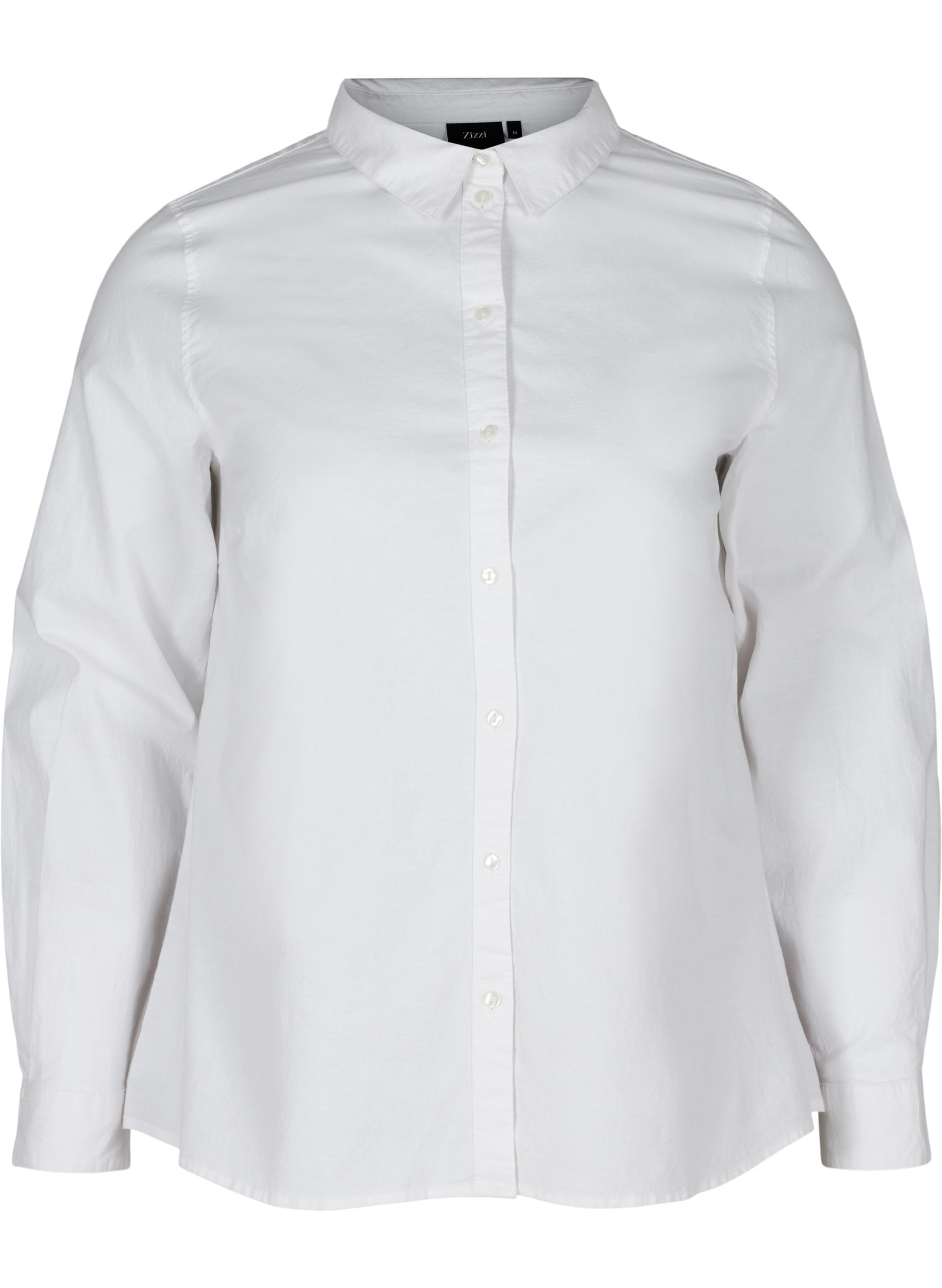 Long-sleeved shirt in cotton, Bright White, Packshot