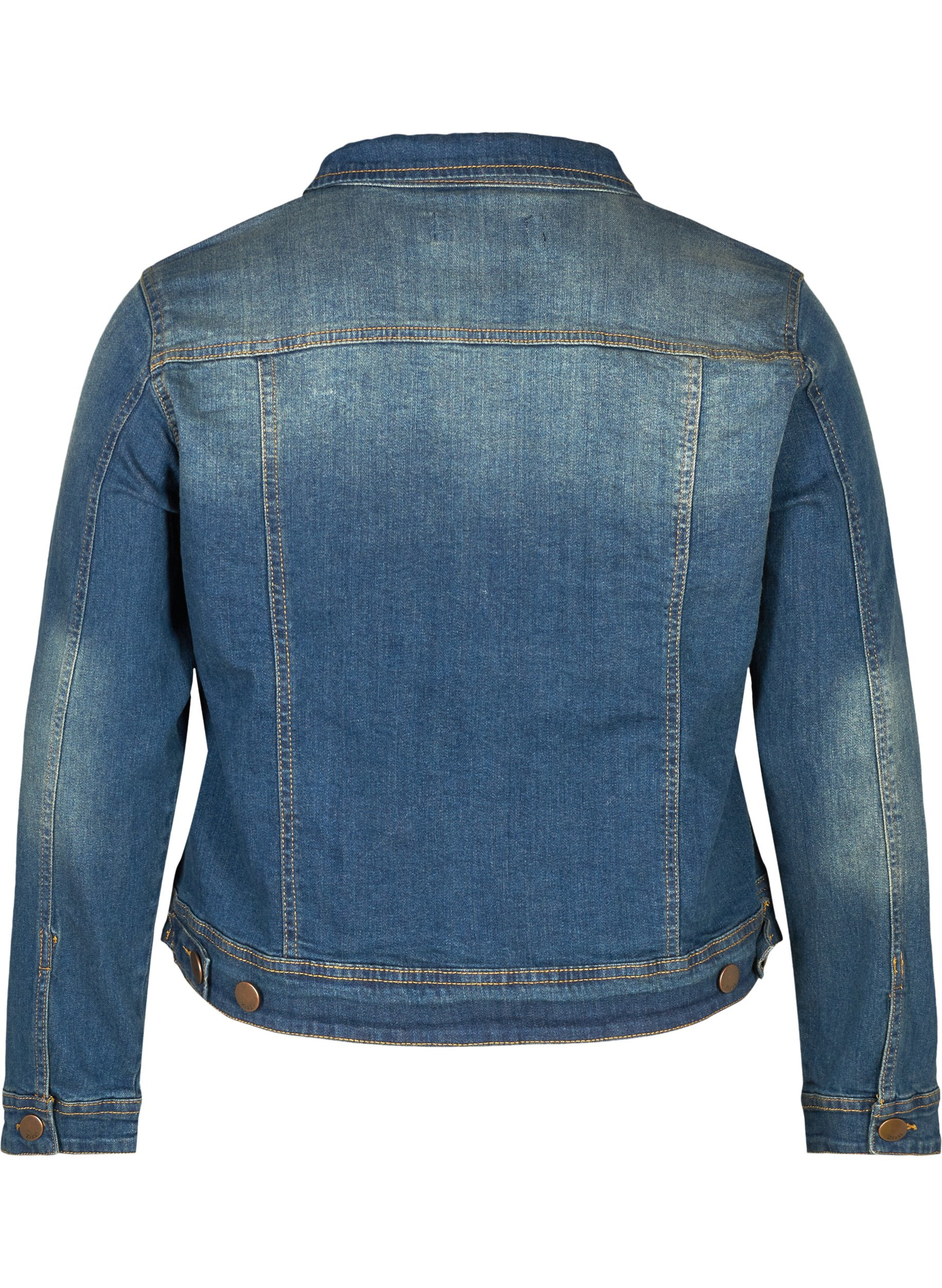 Short denim jacket made from cotton, Blue denim, Packshot image number 1