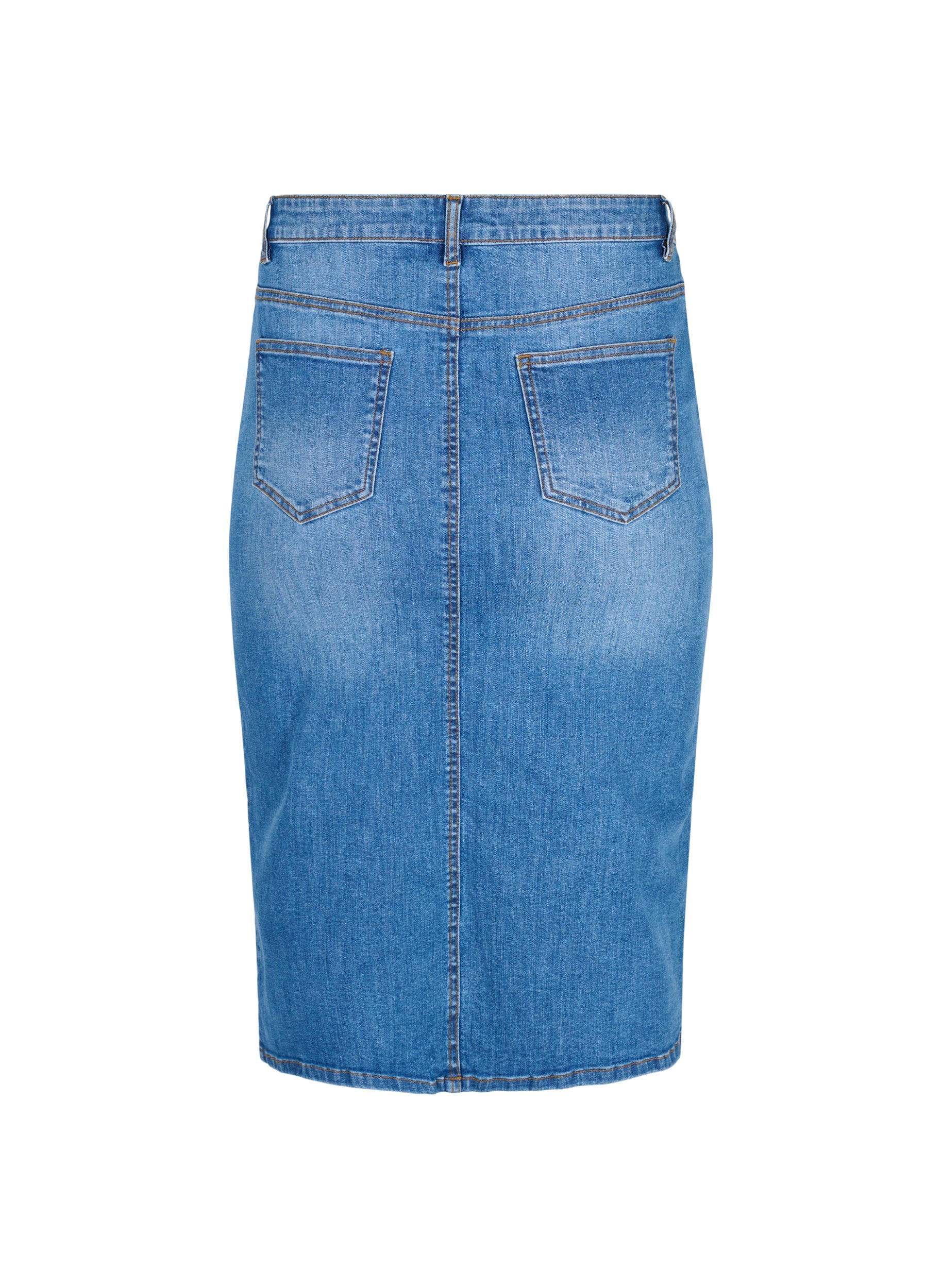 Cotton denim midi skirt - Blue - Sz. 42 