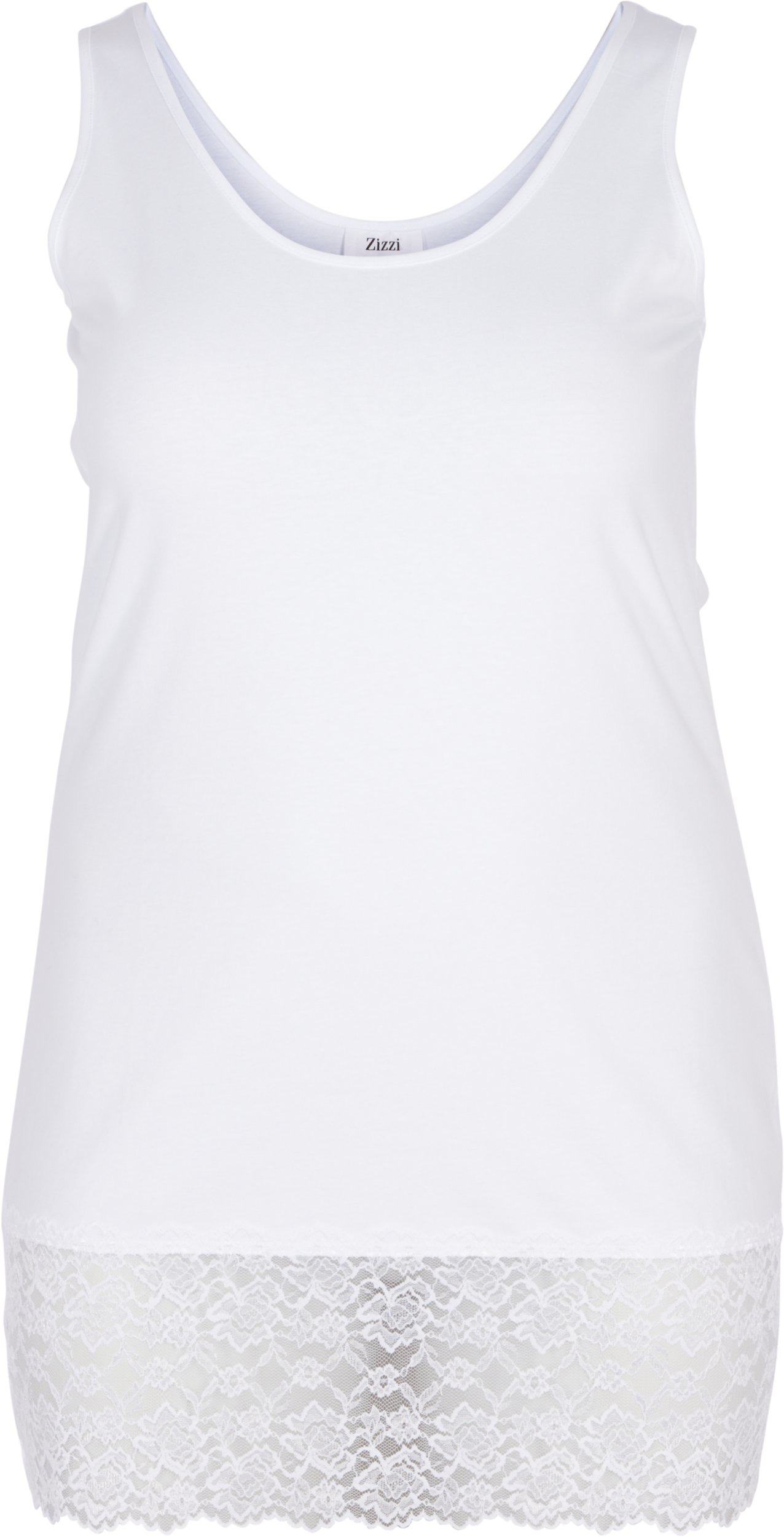 Vest top with lace trim, Bright White, Packshot image number 0