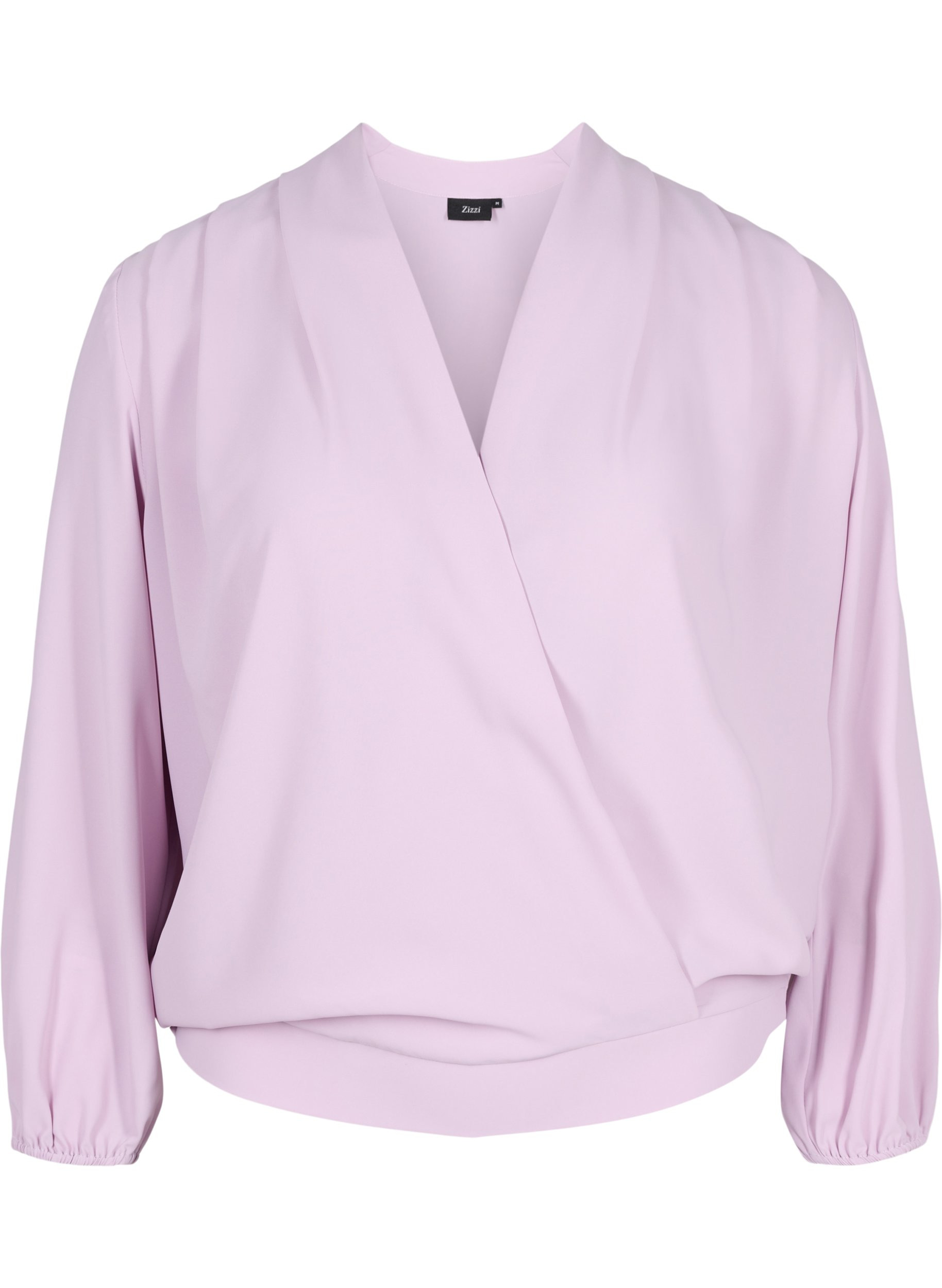 Wrap look blouse with v-neck and 3/4 sleeves, Lavender Frost, Packshot image number 0