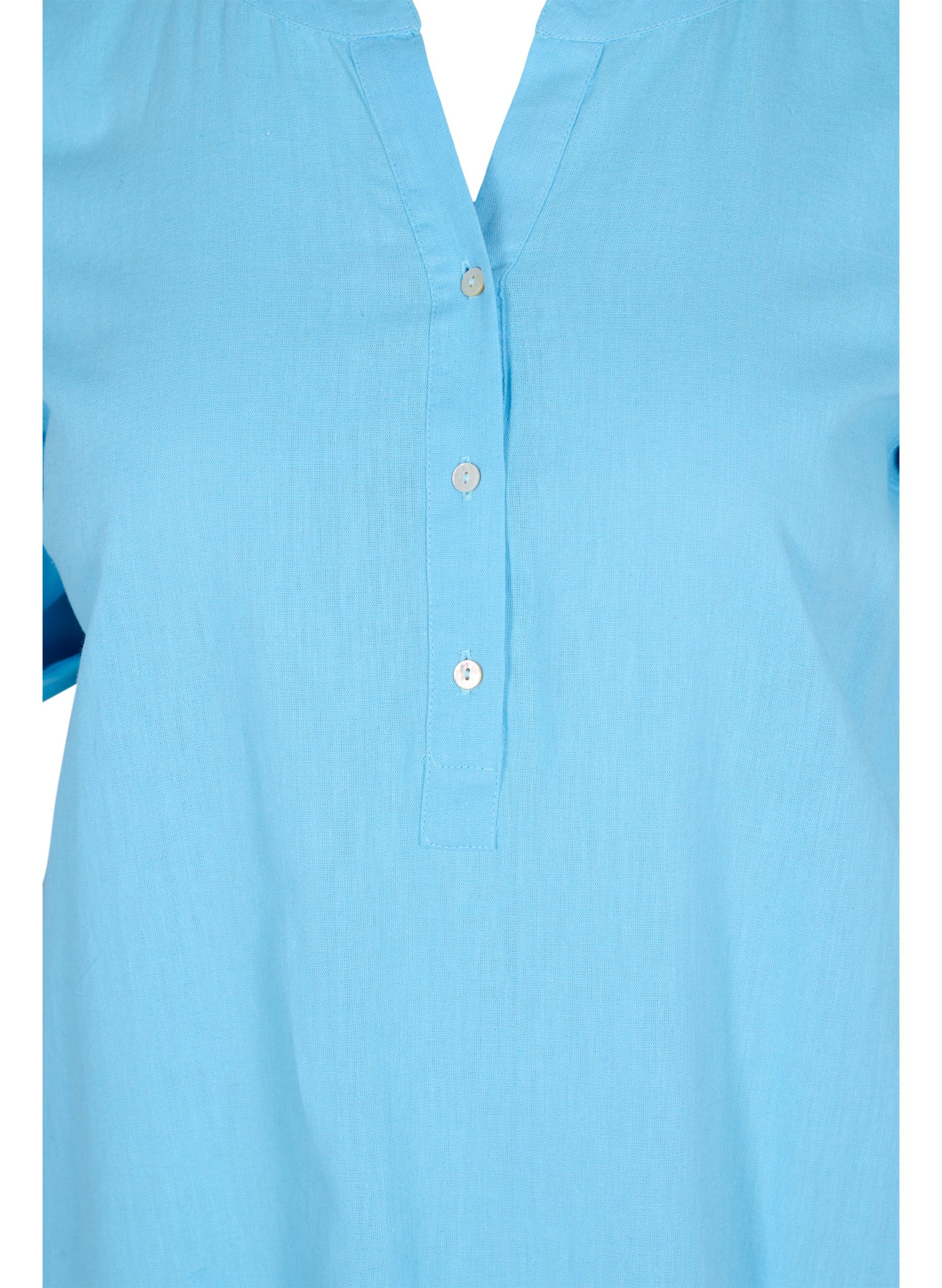 Long short-sleeved shirt dress, Alaskan Blue, Packshot image number 2