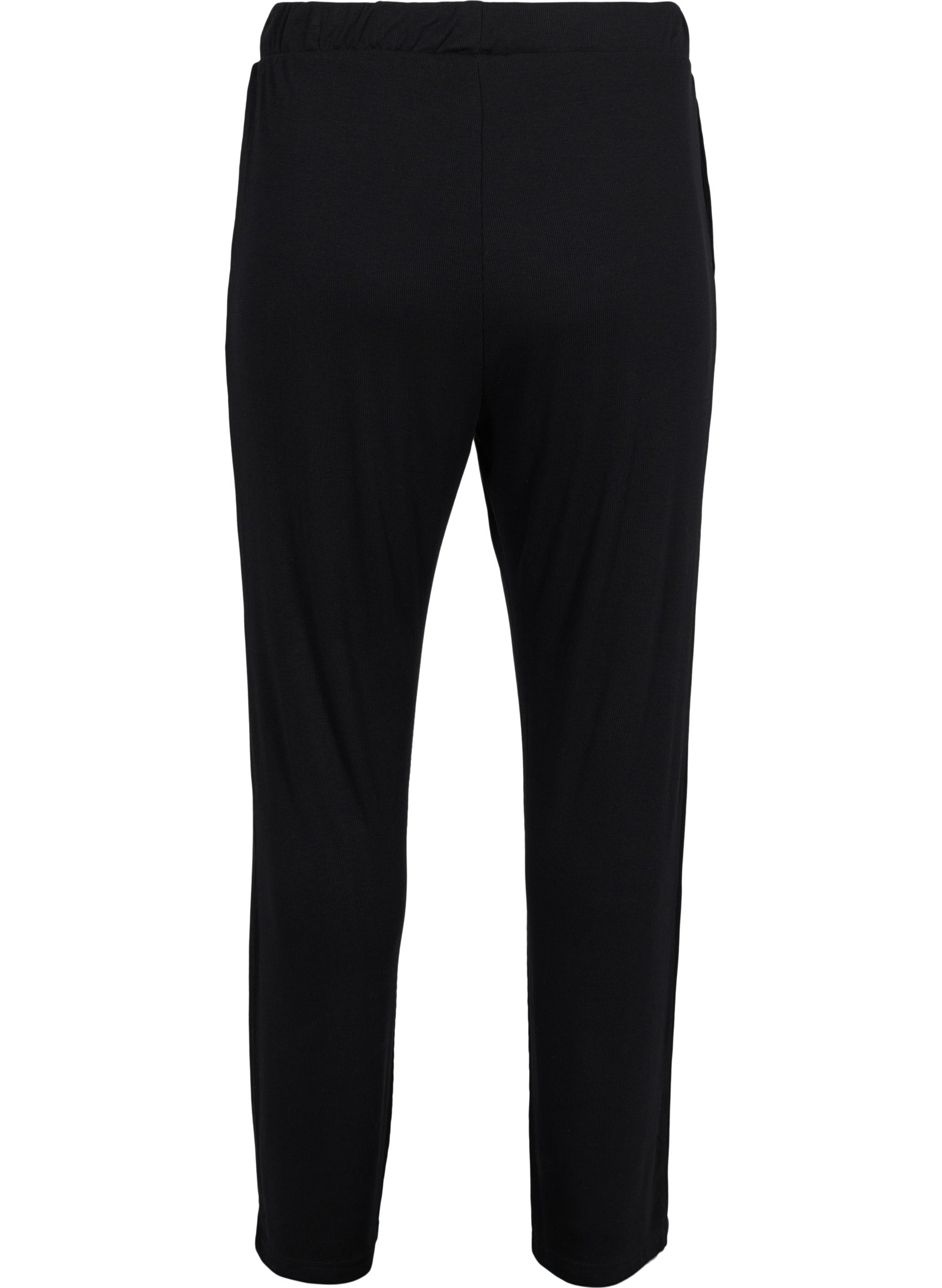 Loose pyjama bottoms in viscose - Black 