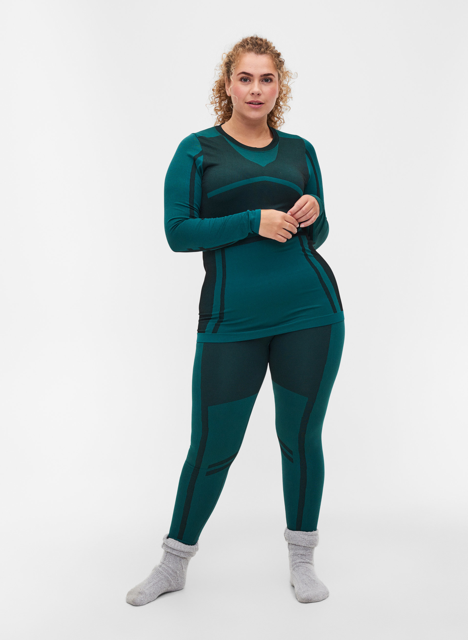 Seamless patterned ski tights - Green 