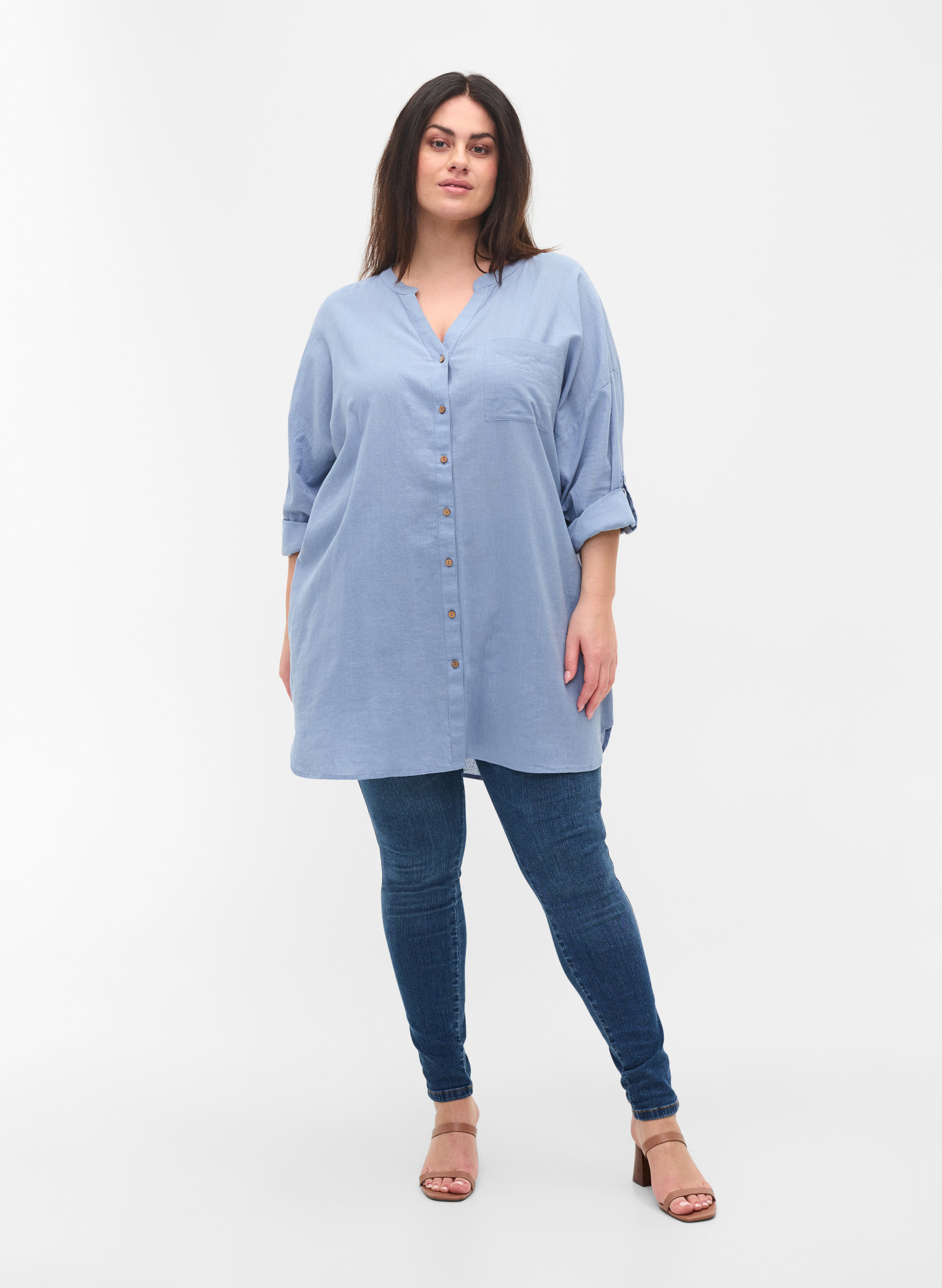 Blouse with 3/4-length sleeves and button closure, Troposphere, Model image number 2