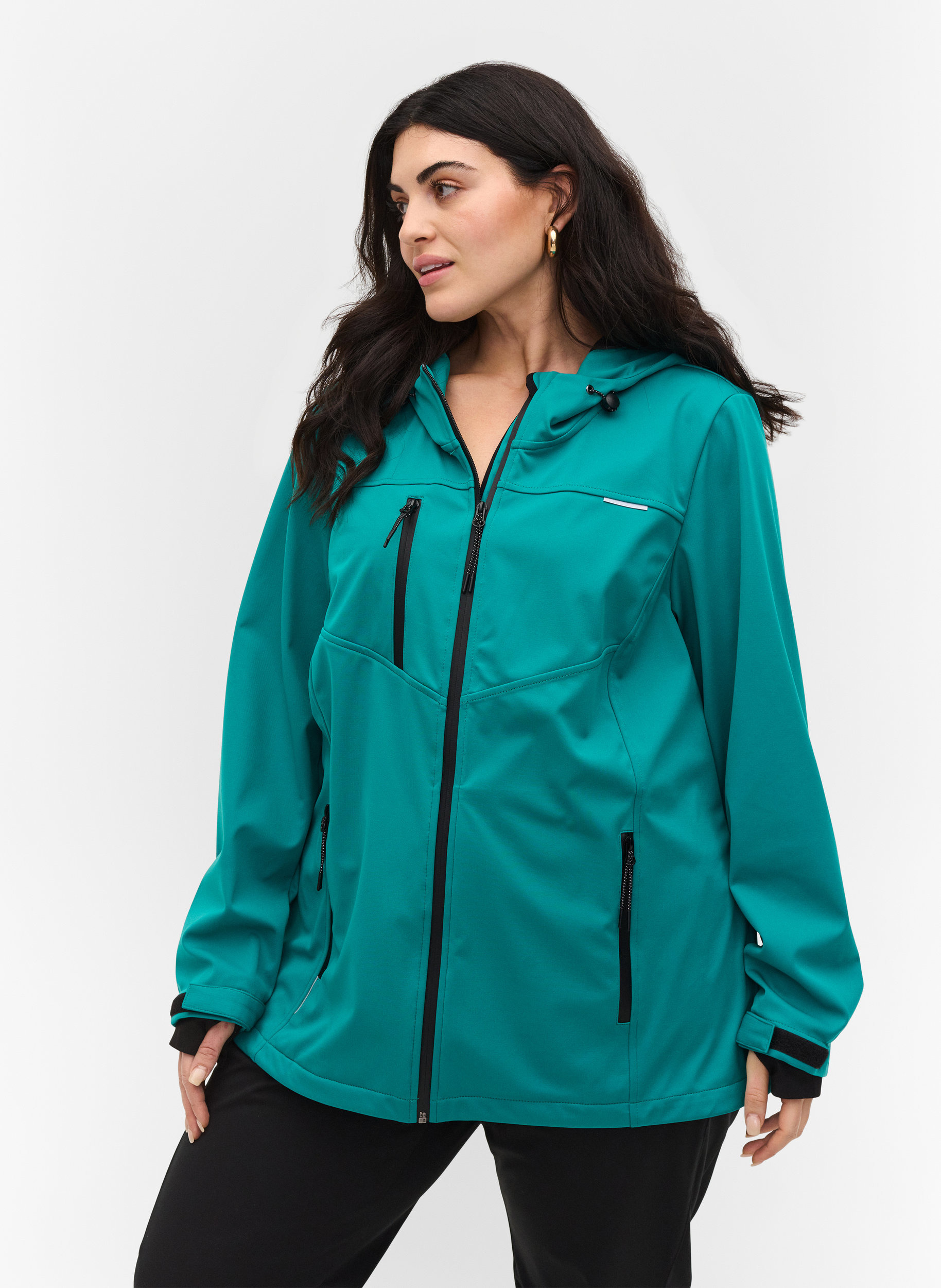 Short hooded softshell jacket - Petrol 