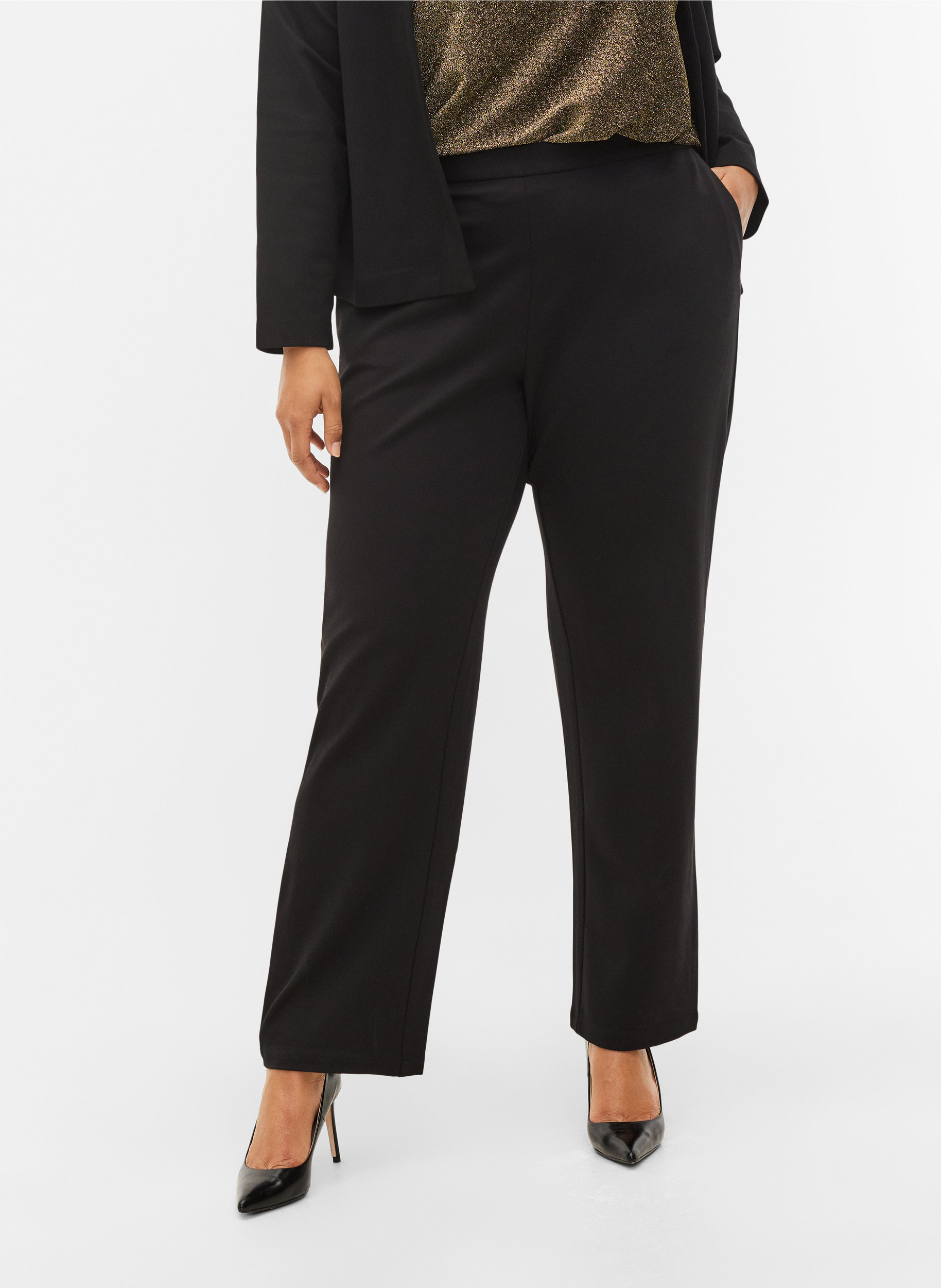 Classic wide leg trousers - Black - Sz 