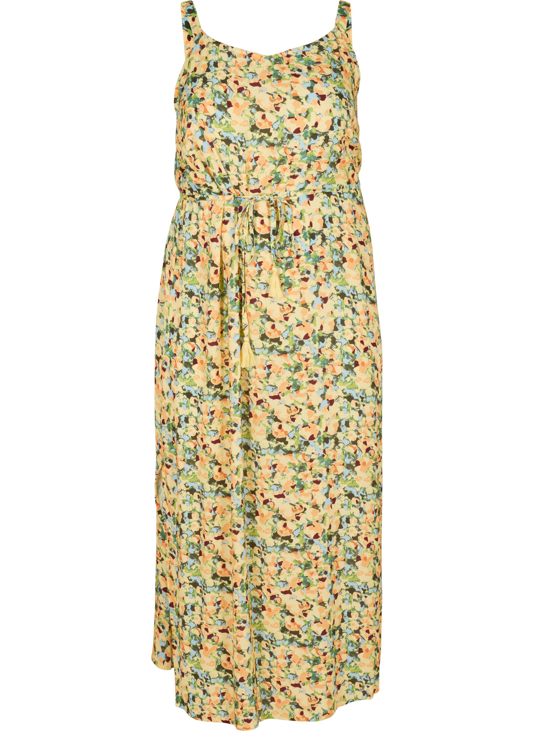 Printed Maxi dress in viscose, Yellow Summer AOP, Packshot image number 0