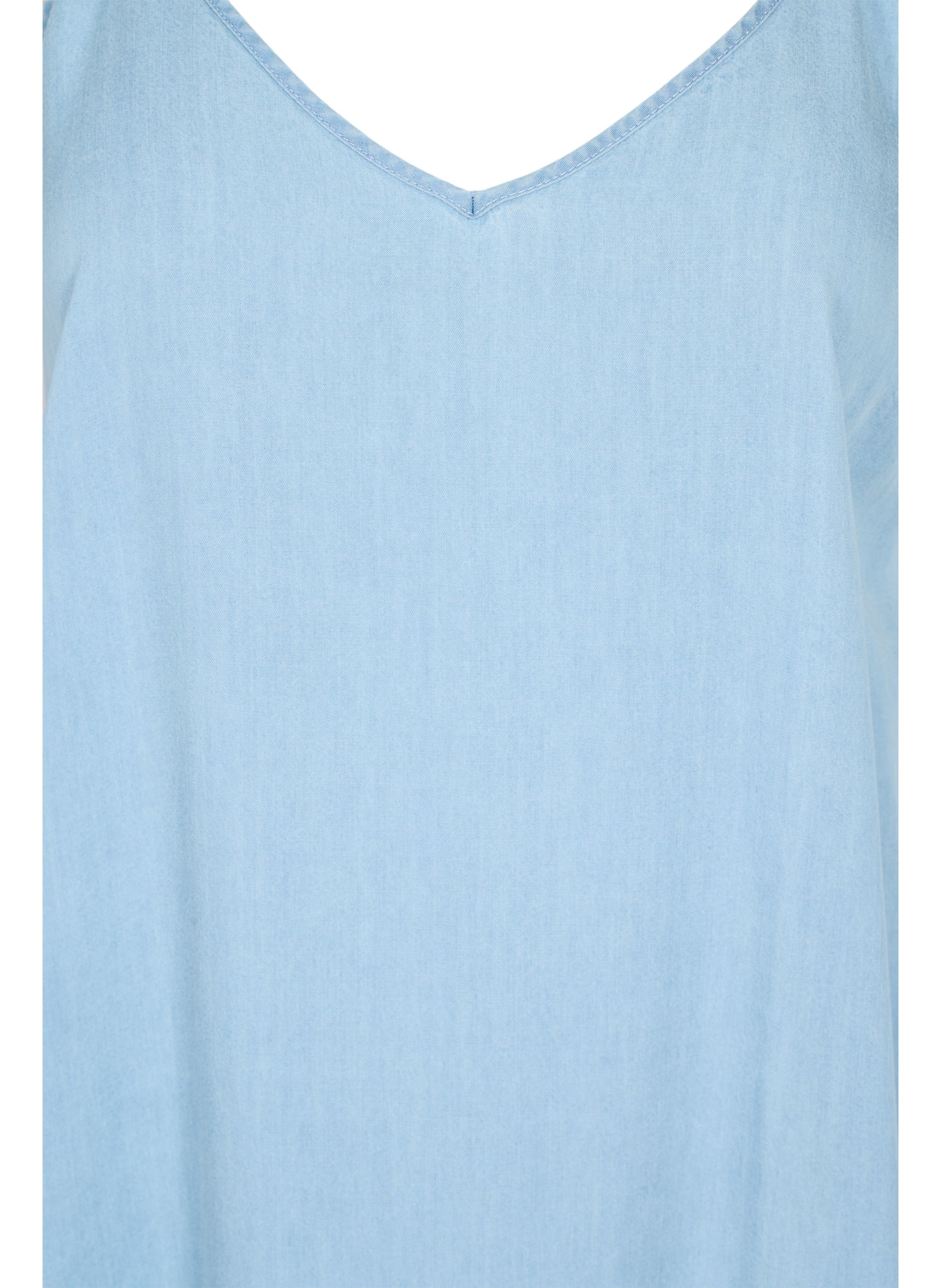Long denim dress with thin straps 
