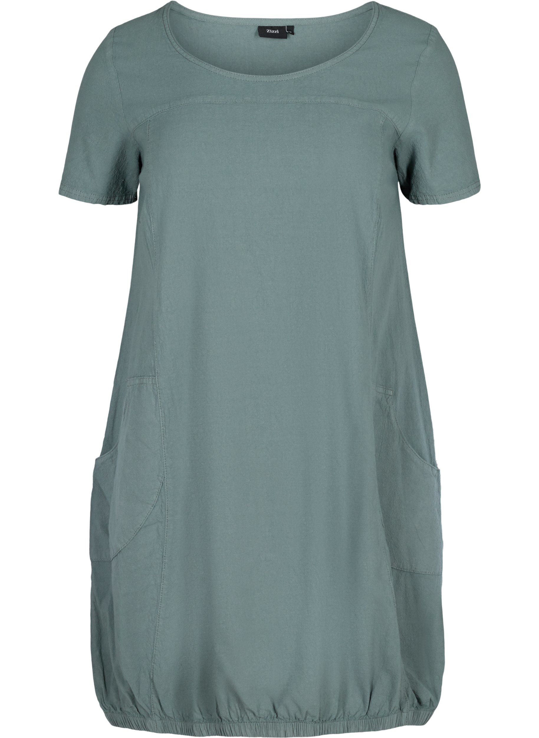 Short-sleeved cotton dress, Balsam Green, Packshot image number 0