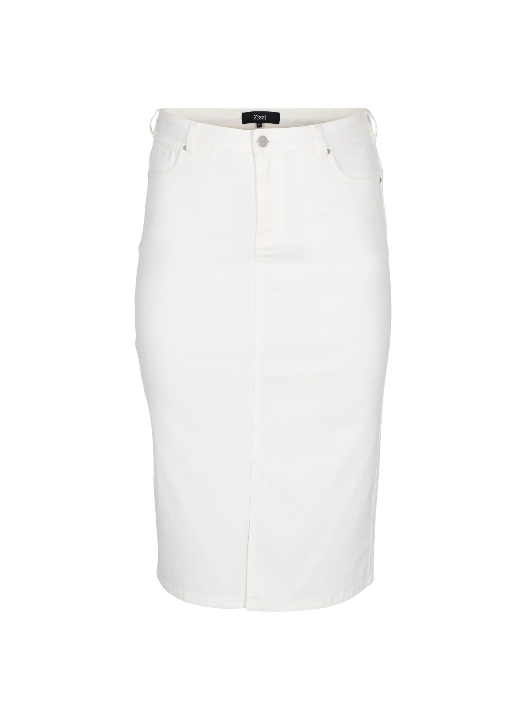 Denim midi skirt with slits, White, Packshot image number 0
