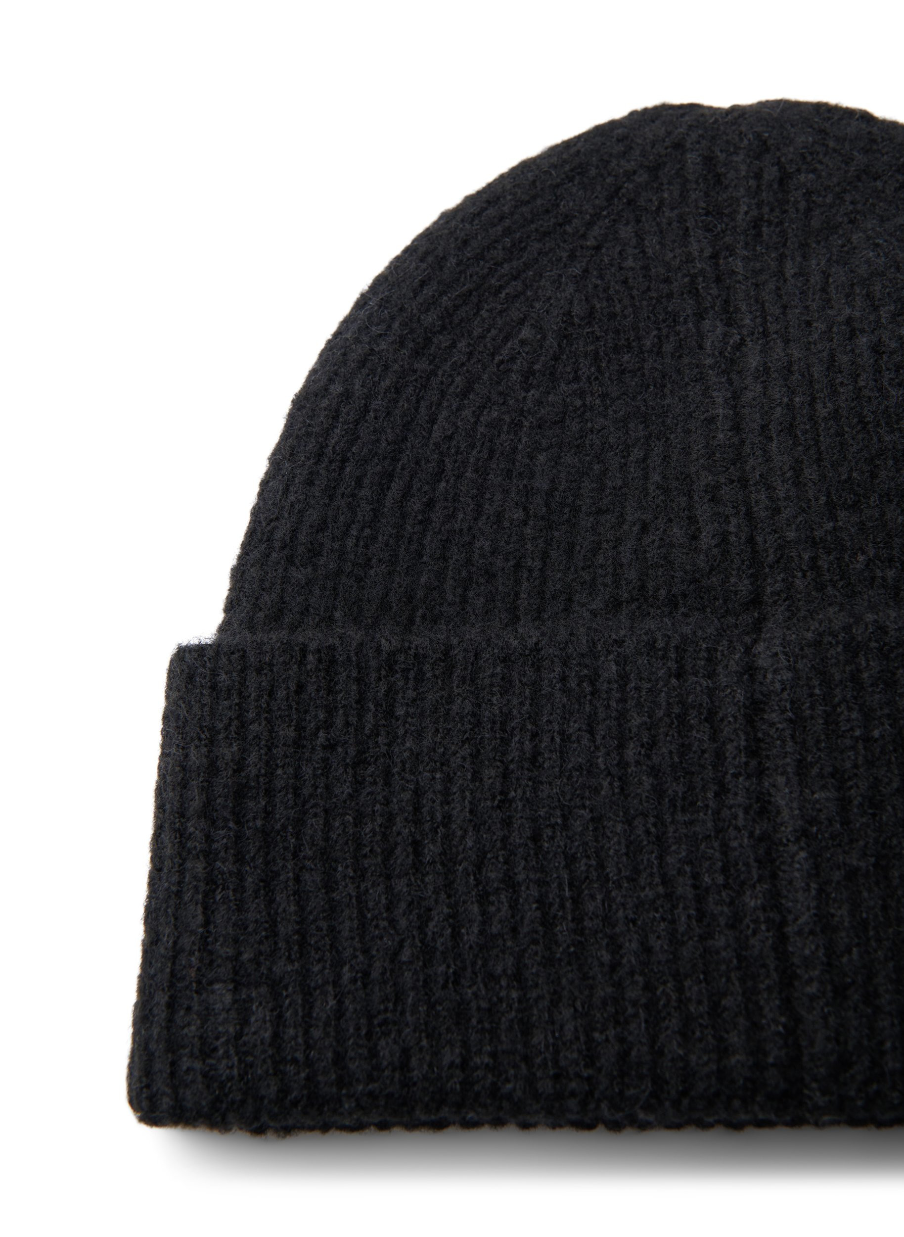 Knitted beanie with wool - Black 