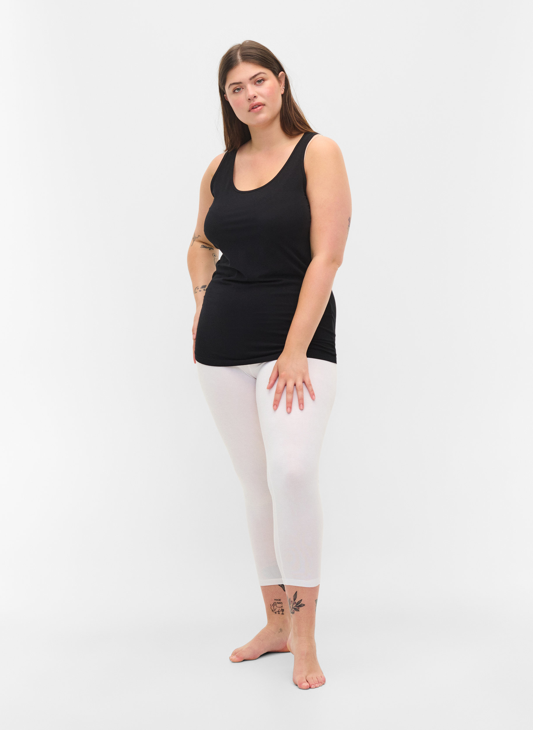 3/4 length basic leggings - White - Sz 