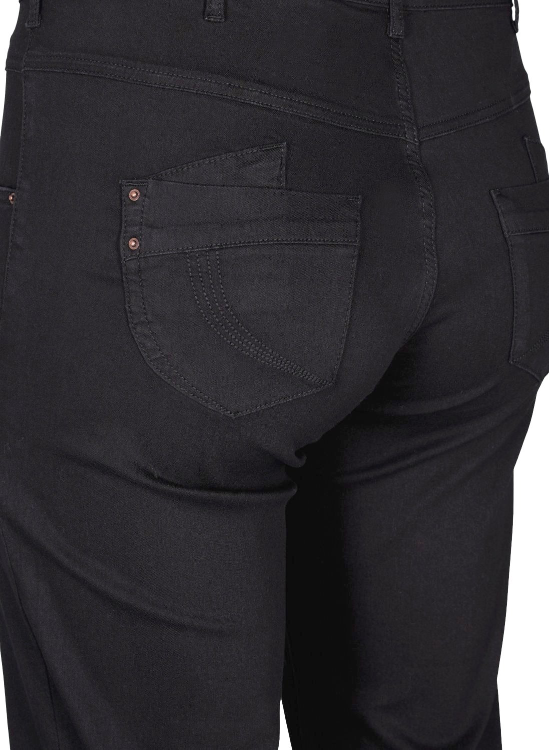 Regular fit Gemma jeans with a high waist - Black - Sz. 42-60 - Zizzifashion