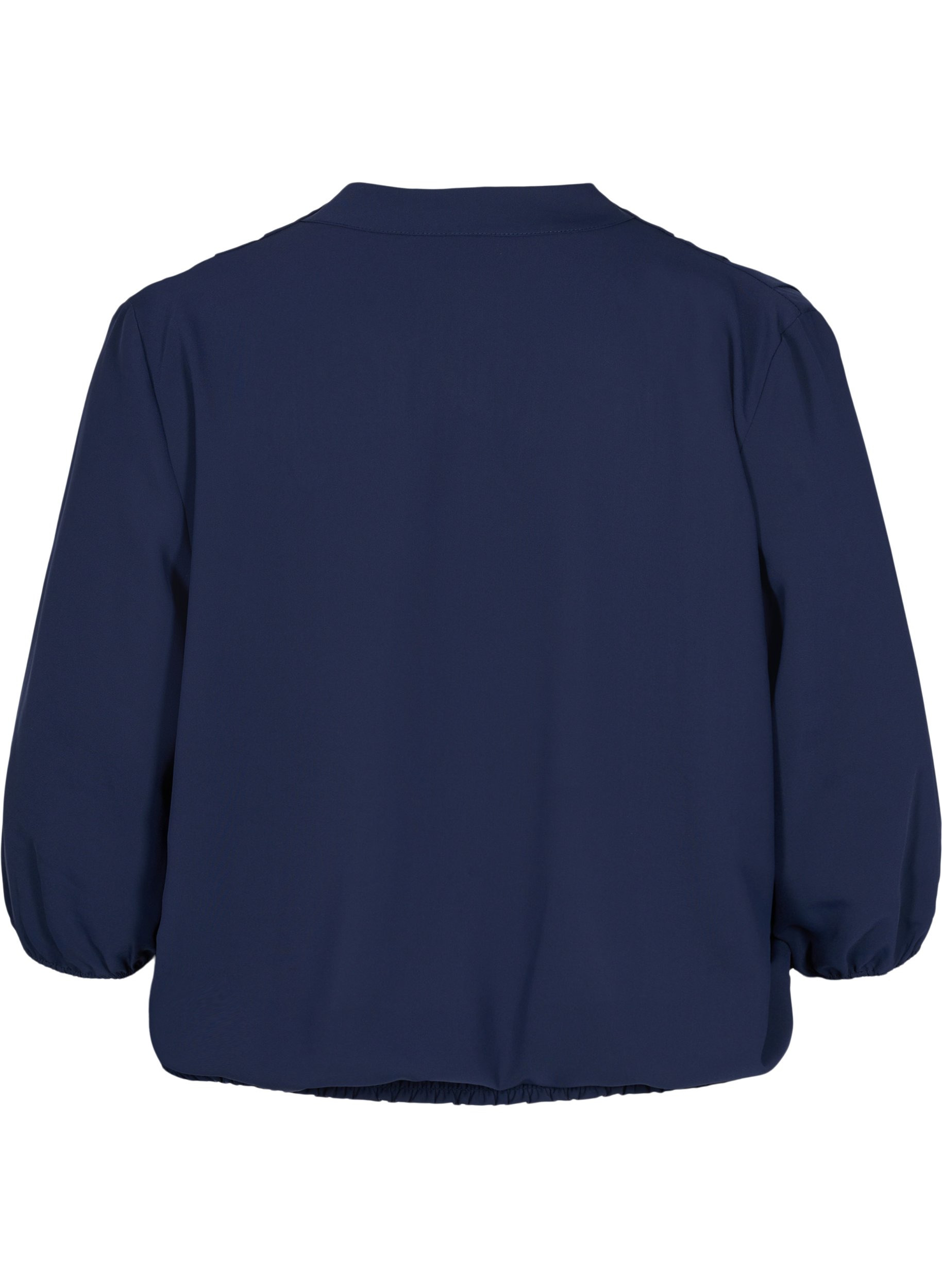 Wrap look blouse with v-neck and 3/4 sleeves, Navy Blazer, Packshot image number 1