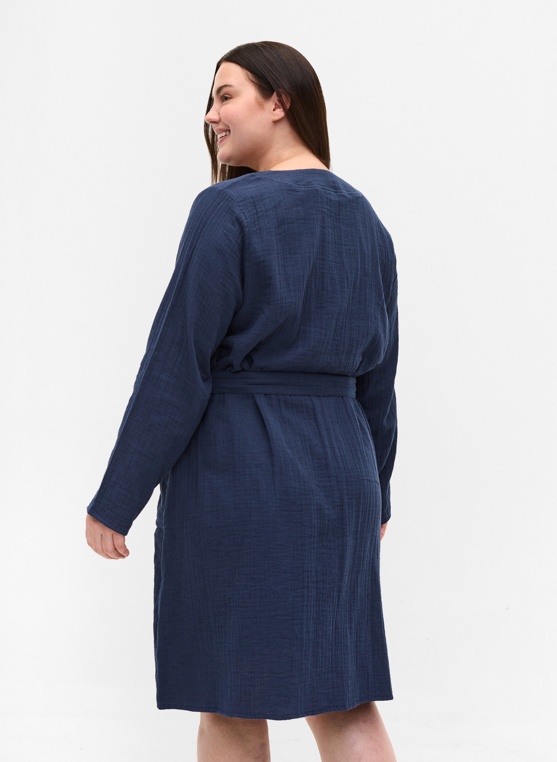 Cotton dressing gown with tie belt 