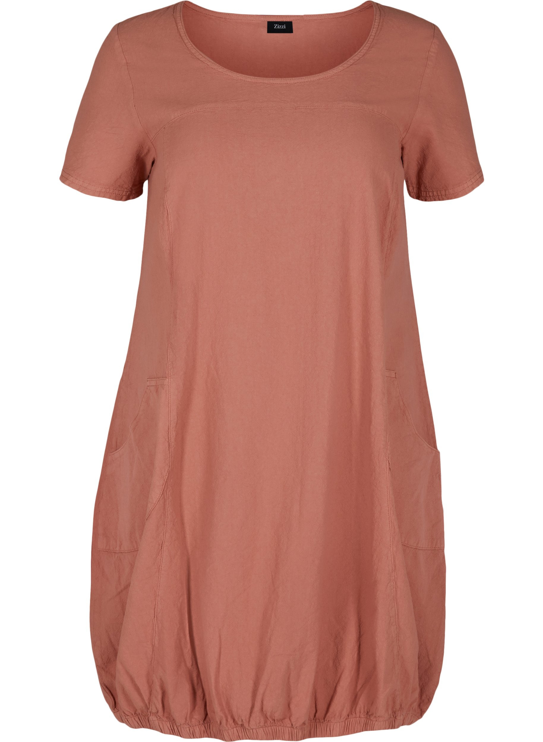 Short-sleeved cotton dress, Canyon rose