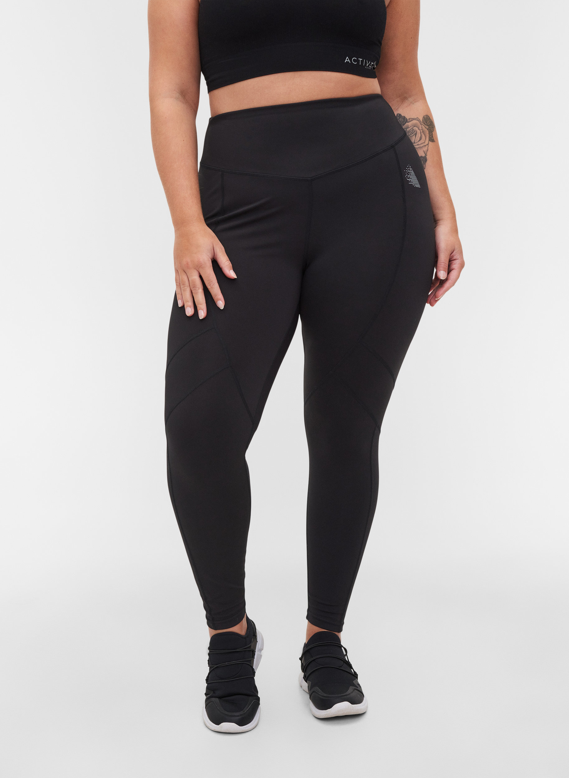 Cropped reflective gym leggings - Black 