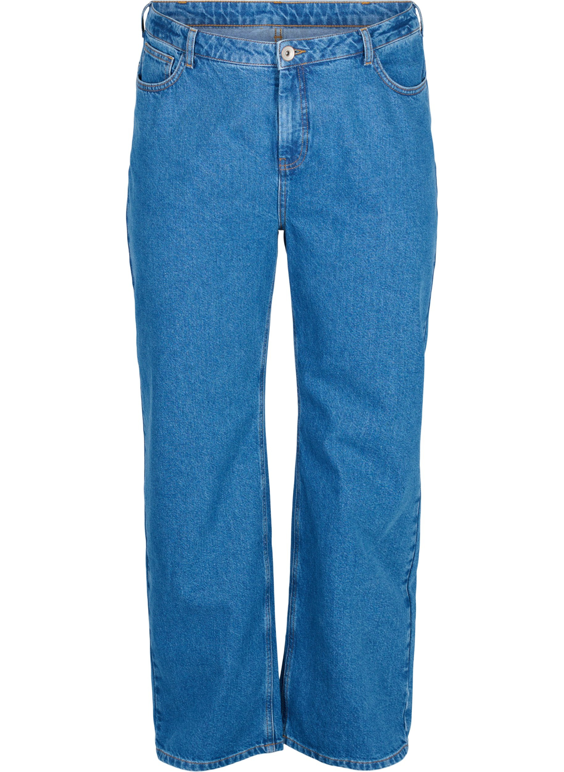High-waisted straight leg jeans - Blue 